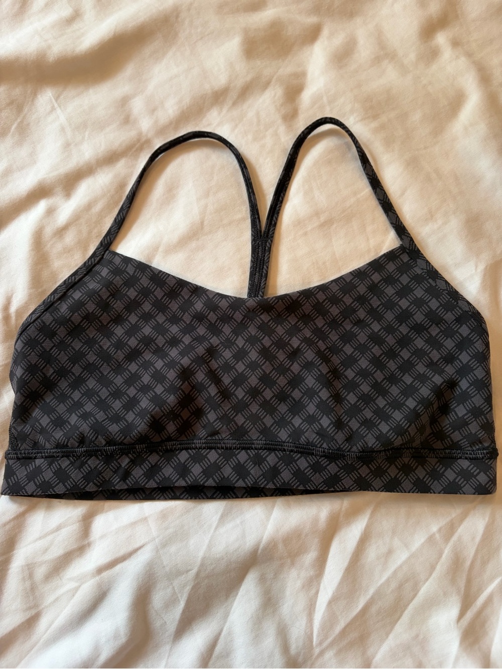 lululemon athletica Black Checkered Y Sports Bra